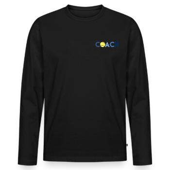 Tennis Coach Tennis Coach Lettering Tennis Ball - Men's Premium Organic Long Sleeve Shirt - black - Front - Nico (187cm)