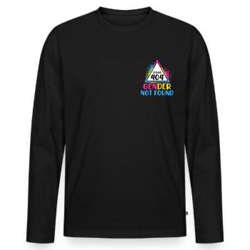 LGBT Pride Sentence Error 404 Gender not found - T-shirt manches longues Premium bio Homme - noir - Devant - Nico (187cm)