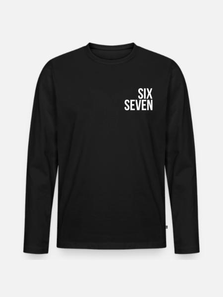 67 "six seven" text - Männer Premium Bio Langarmshirt - Schwarz