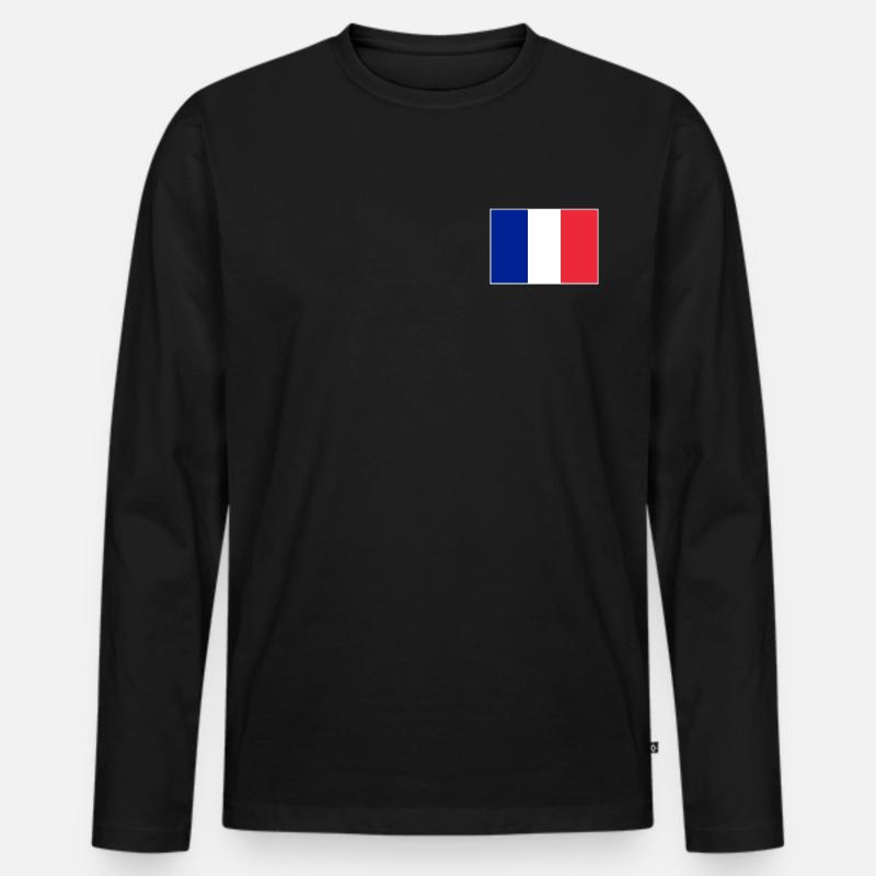 Frankreich Flagge - Männer Premium Bio Langarmshirt - Schwarz