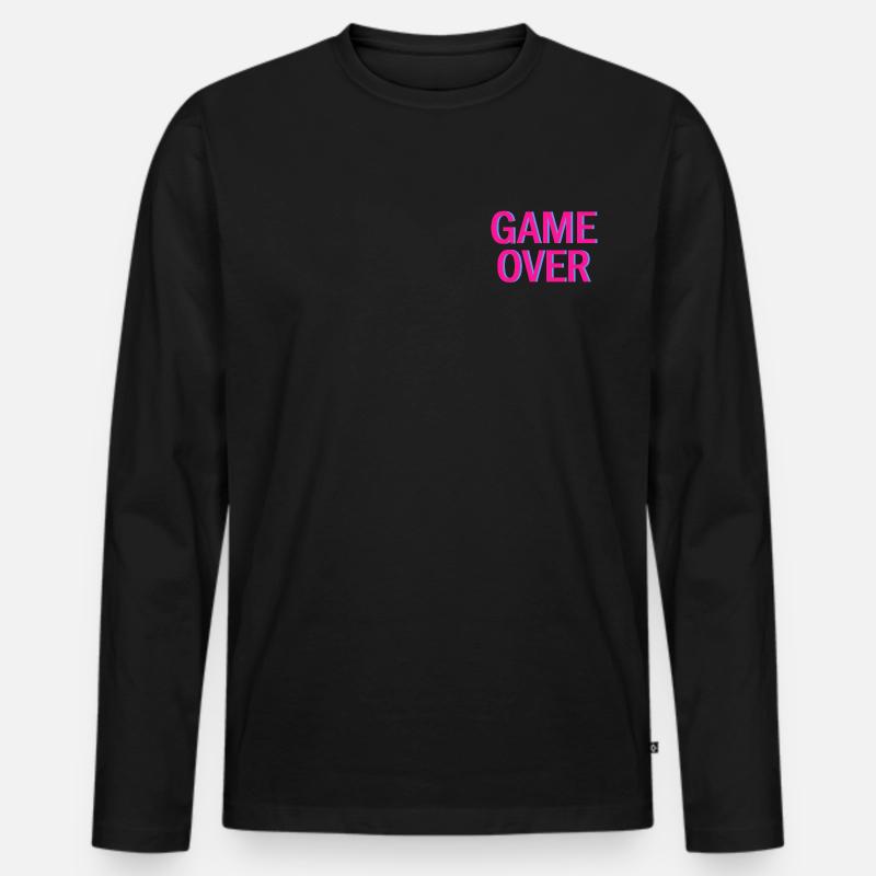 Game Over Neon Arcade Vibe - Männer Premium Bio Langarmshirt - Schwarz