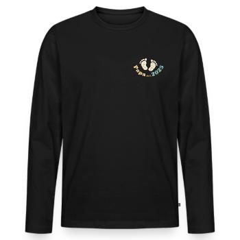 Papa Est 2025 Rétro Je vais être papa - T-shirt manches longues Premium bio Homme - noir - Devant - Nico (187cm)