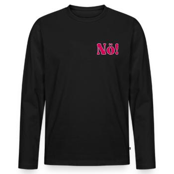 NÖ - NEIN SAGEN - Männer Premium Bio Langarmshirt - Schwarz - Vorne - Nico (187cm)