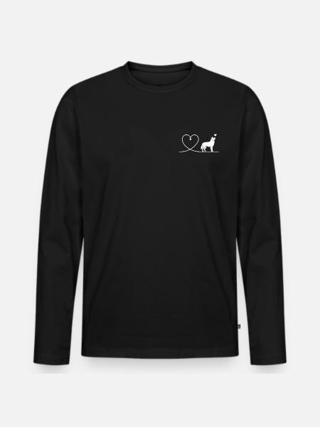 Schlittenhund Silhouette eines Huskys - Männer Premium Bio Langarmshirt - Schwarz