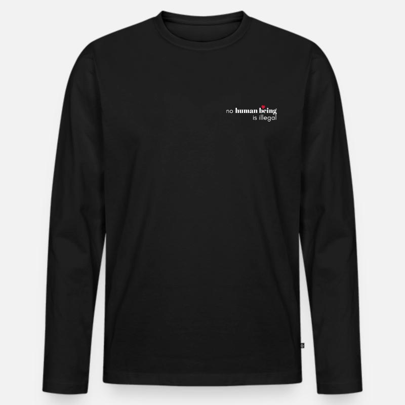 Kein Mensch ist illegal - Männer Premium Bio Langarmshirt - Schwarz