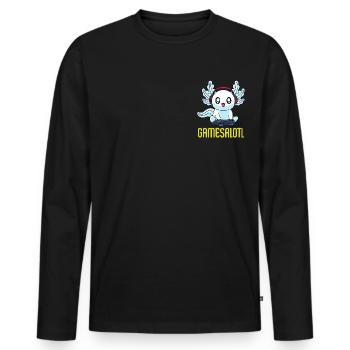 Gamesalotl Gamesolotl Gamer Gaming Axolotl - Männer Premium Bio Langarmshirt - Schwarz - Vorne - Nico (187cm)