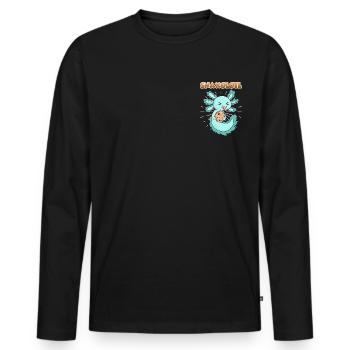 Snaxolotl Axolotl - Men's Premium Organic Long Sleeve Shirt - black - Front - Nico (187cm)