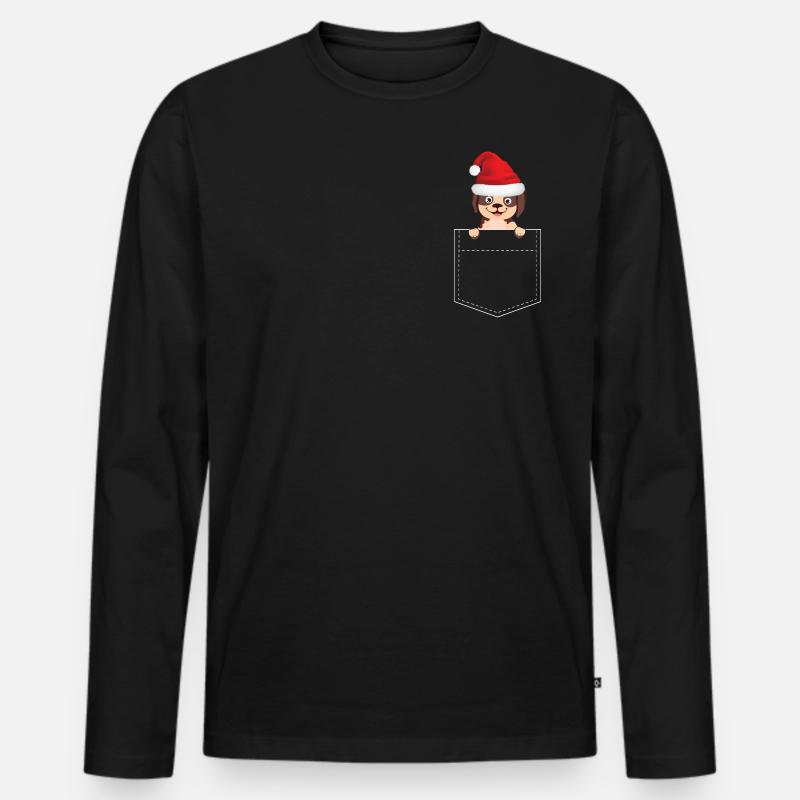 Weihnachtshund - Männer Premium Bio Langarmshirt - Schwarz