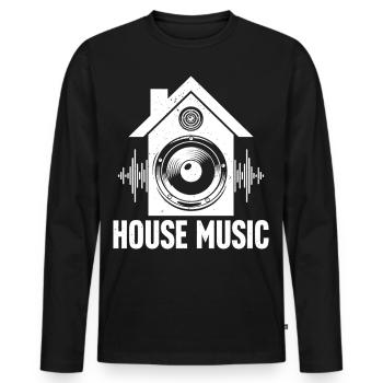 House Music - Men's Premium Organic Long Sleeve Shirt - black - Front - Nico (187cm)