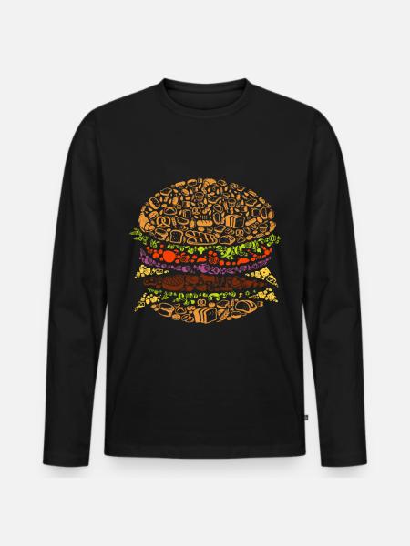 Burger - Männer Premium Bio Langarmshirt - Schwarz