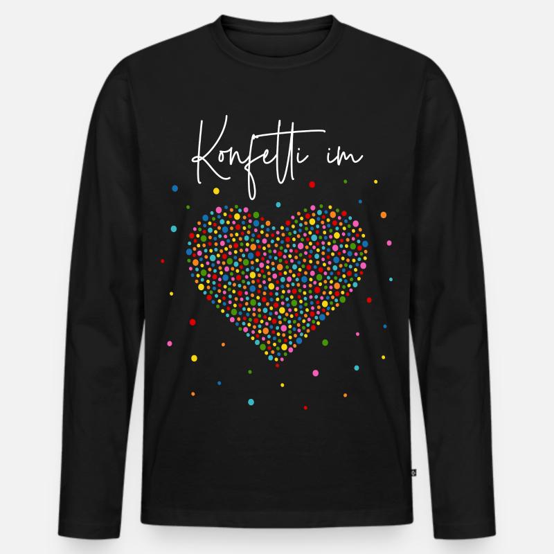 Konfetti im Herzen - Männer Premium Bio Langarmshirt - Schwarz