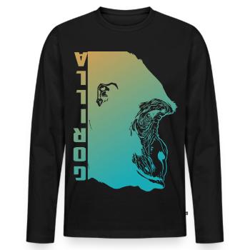 Gorilla Face - Men's Premium Organic Long Sleeve Shirt - black - Front - Nico (187cm)