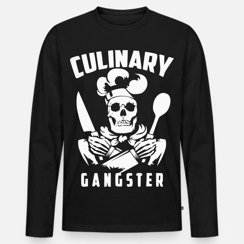Culinary Gangster Skeleton Chef - Männer Premium Bio Langarmshirt - Schwarz