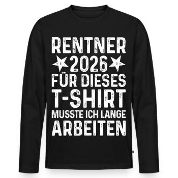 Rentner 2026 Shirt - Männer Premium Bio Langarmshirt - Schwarz - Vorne - Nico (187cm)