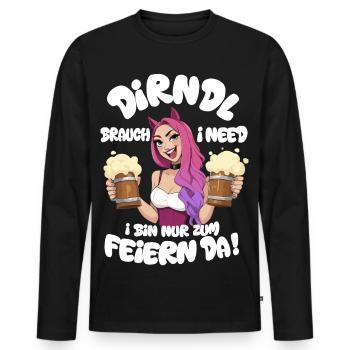 Dirndl Replacement Cat Ears Party Girl with Measure of Beer - Men's Premium Organic Long Sleeve Shirt - black - Front - Nico (187cm)