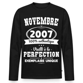18th Birthday - November 2007 Perfection - Men's Premium Organic Long Sleeve Shirt - black - Front - Nico (187cm)