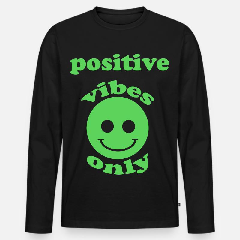 Positive Vibes - Männer Premium Bio Langarmshirt - Schwarz