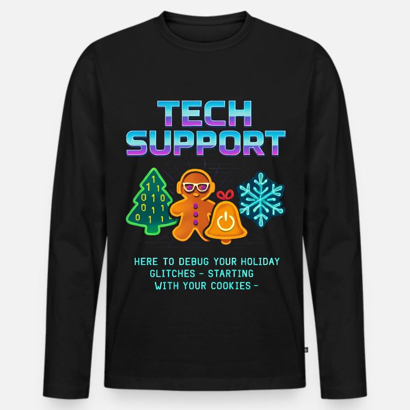 Lustiger Technischer Support Debug Weihnachten - Männer Premium Bio Langarmshirt - Schwarz