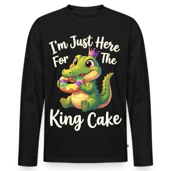 King Cake Mardi Gras Aligator - Men's Premium Organic Long Sleeve Shirt - black - Front - Nico (187cm)