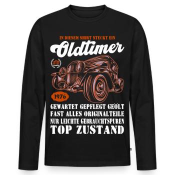 Vintage Car 1976 Retro Car Illustration 50. - Men's Premium Organic Long Sleeve Shirt - black - Front - Nico (187cm)