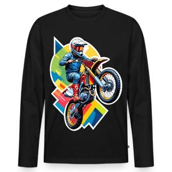Motocross biker motorcycle cross trial enduro freestyle - Men's Premium Organic Long Sleeve Shirt - black - Front - Nico (187cm)
