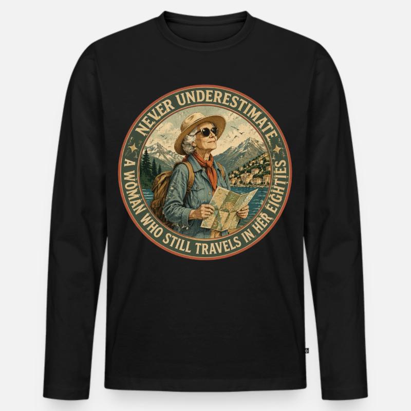 Baroudeuse de 80 ans : L'Aventure Continue - T-shirt manches longues Premium bio Homme - noir