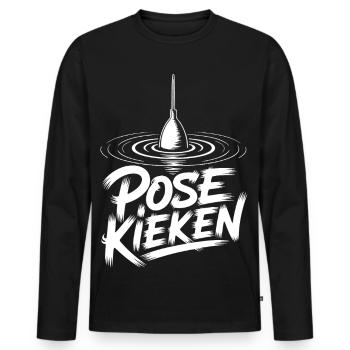 Angler Pose Design - Men's Premium Organic Long Sleeve Shirt - black - Front - Nico (187cm)