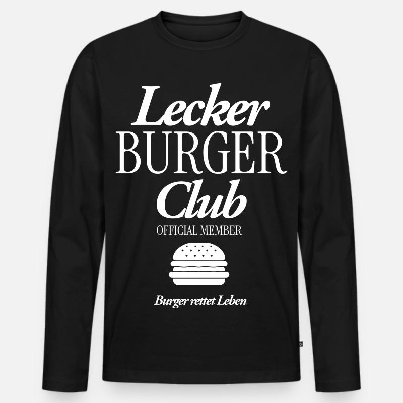 Lecker Burger Club - Männer Premium Bio Langarmshirt - Schwarz