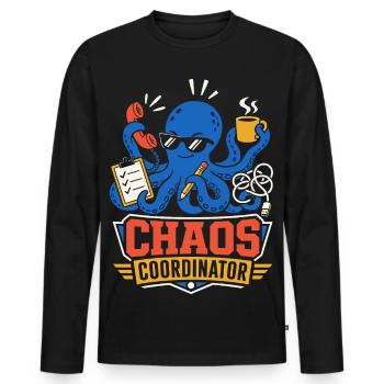 Chaos Coordinator Oktopus - Männer Premium Bio Langarmshirt - Schwarz - Vorne - Nico (187cm)
