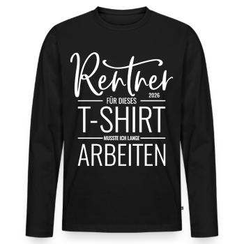 Rentner 2026 - Männer Premium Bio Langarmshirt - Schwarz - Vorne - Nico (187cm)
