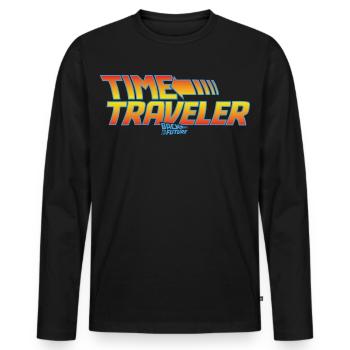 Retour Vers Le Futur Voyageur Dans Le Temps - T-shirt manches longues Premium bio Homme - noir - Devant - Nico (187cm)