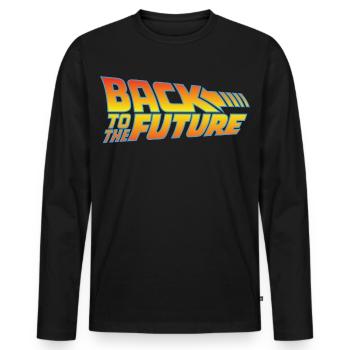 Retour Vers Le Futur Logo - T-shirt manches longues Premium bio Homme - noir - Devant - Nico (187cm)