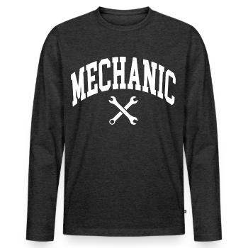 Mechanic - Men's Premium Organic Long Sleeve Shirt - heather anthracite - Front - Nico (187cm)
