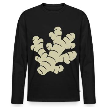 Ginger Design – Frais et sain - T-shirt manches longues Premium bio Homme - noir - Devant - Nico (187cm)