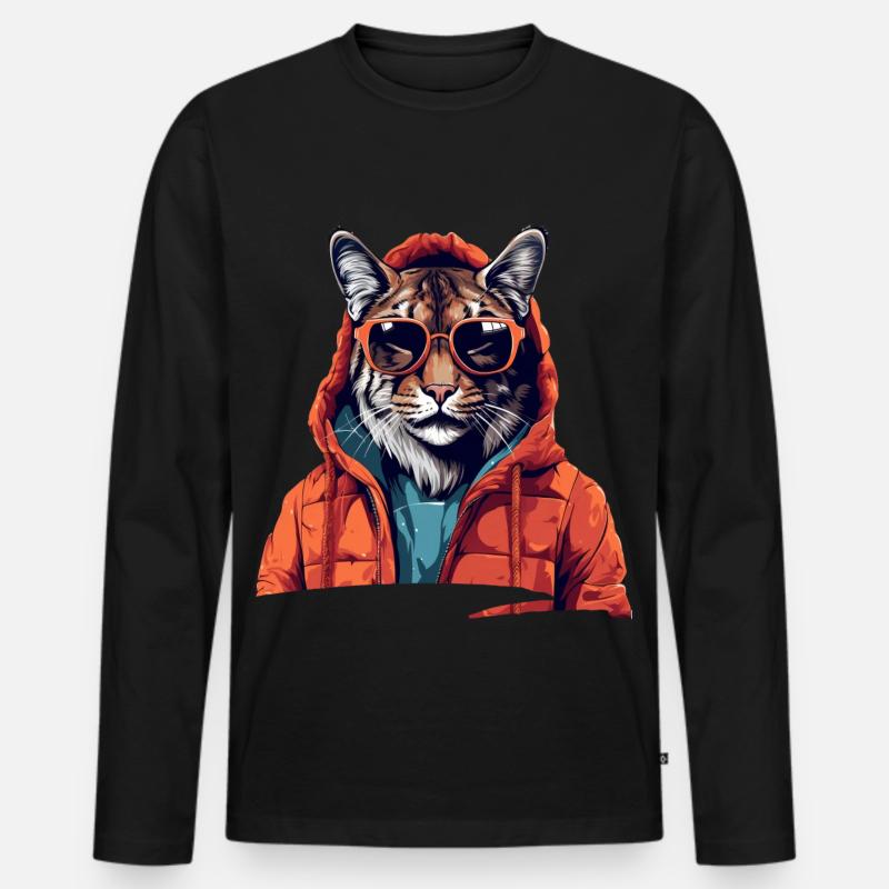 Streetstyle-Luchs | Luchs-Liebhaber - Männer Premium Bio Langarmshirt - Schwarz