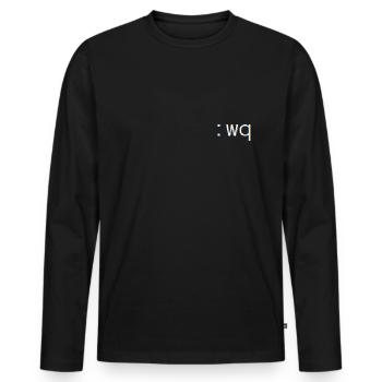 :wq - Speichern und VI beenden - Männer Premium Bio Langarmshirt - Schwarz - Vorne - Nico (187cm)