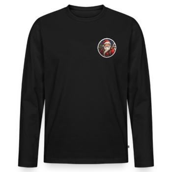 Weihnachtsmann Logo rund - Männer Premium Bio Langarmshirt - Schwarz - Vorne - Nico (187cm)