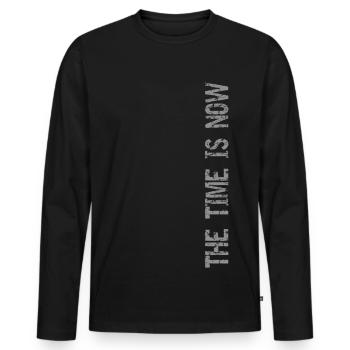 The time is now - Männer Premium Bio Langarmshirt - Schwarz - Vorne - Nico (187cm)