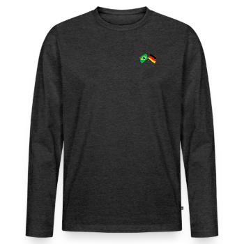 Brésil Allemagne Drapeau croisé - T-shirt manches longues Premium bio Homme - anthracite chiné - Devant - Nico (187cm)