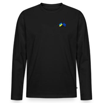 Ukraine EU Flag Crossed - Men's Premium Organic Long Sleeve Shirt - black - Front - Nico (187cm)