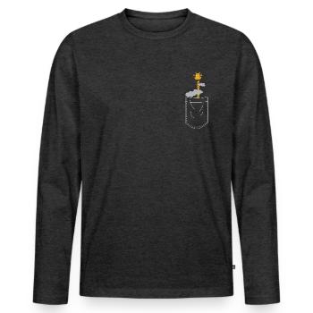 Breast pocket - Men's Premium Organic Long Sleeve Shirt - heather anthracite - Front - Nico (187cm)