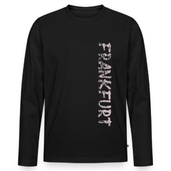 Francfort - T-shirt manches longues Premium bio Homme - noir - Devant - Nico (187cm)