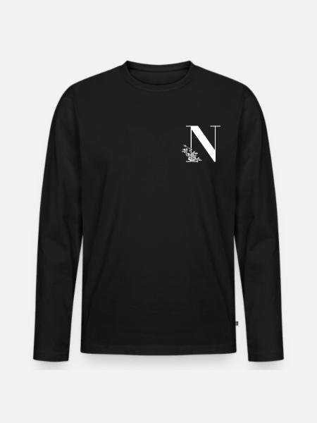Letter N - Men's Premium Organic Long Sleeve Shirt - black