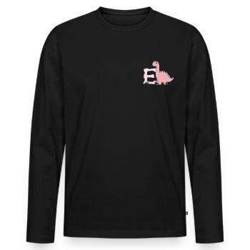 Lettre E - T-shirt manches longues Premium bio Homme - noir - Devant - Nico (187cm)