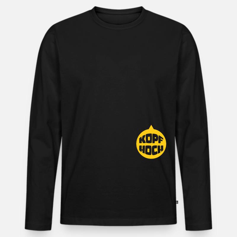 Kopf Hoch (Dreckiger-Hals-Edition) - Männer Premium Bio Langarmshirt - Schwarz