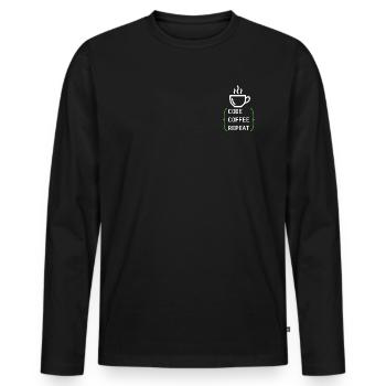 Code Coffee Repeat – Developer IT Design - Männer Premium Bio Langarmshirt - Schwarz - Vorne - Nico (187cm)