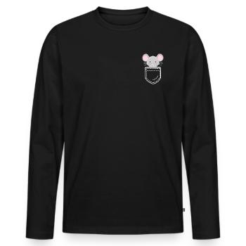 Maus Mäuse - Männer Premium Bio Langarmshirt - Schwarz - Vorne - Nico (187cm)