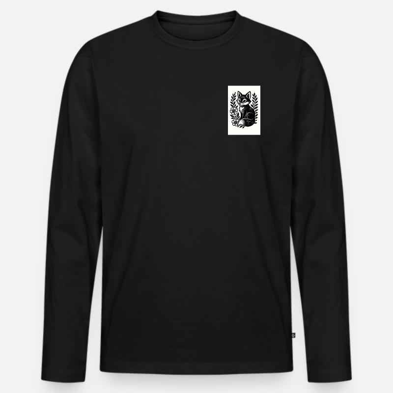 Fuchs im Blütenreigen - Männer Premium Bio Langarmshirt - Schwarz