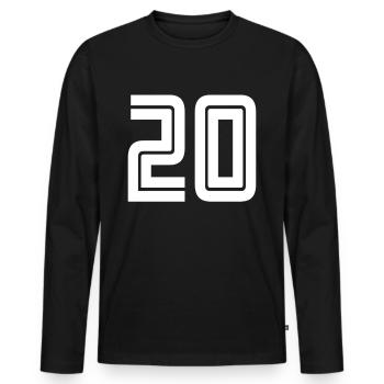 Trikotnummer 20 – Geschenk zum 20-jährigen Jubiläum - Männer Premium Bio Langarmshirt - Schwarz - Vorne - Nico (187cm)