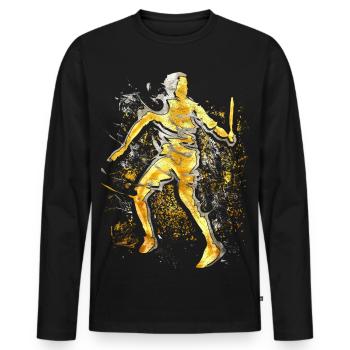 Badminton - Smash - Badminton Joueur - T-shirt manches longues Premium bio Homme - noir - Devant - Nico (187cm)